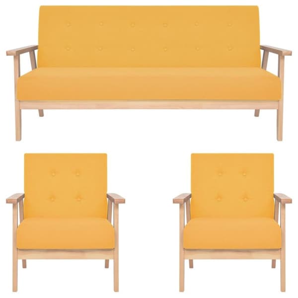 vidaXL sofasæt i 3 dele stof gul