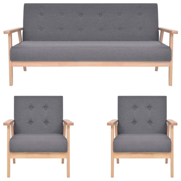 vidaXL sofasæt i 3 dele stof mørkegrå