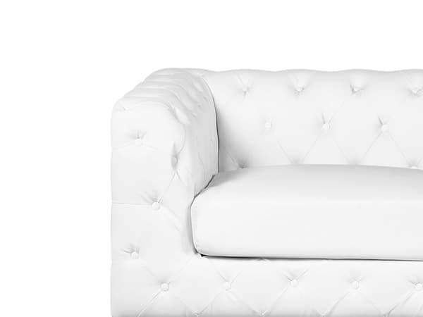 3-personers quiltet glamour hvid imiteret lædersofa