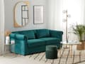 Pikkukuva 4 / 11: Vuodesohva vihreä 200 x 75 x 90 cm samettiverhoilu kolmelle chesterfield