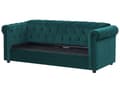 Pikkukuva 7 / 11: Vuodesohva vihreä 200 x 75 x 90 cm samettiverhoilu kolmelle chesterfield