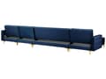 Miniatyrbillede 6 af 8: Sofa Chaiselong Blå Velour med Skumfyld og Guld Krom Metalben 6 personers U-formet Moderne Tuftet Klik Klak modul Sovefunktion Stueindretning