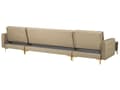 Miniatyrbillede 6 af 8: Sofa Beige Velour med Skumfyld og Guld Forkromet Metal 5 personers Moderne tuftet U-formet fodskammel modulær med sovefunktion gæstevenlig