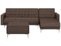 Miniatyrbillede 1 af 10: Hjørnesofa Chaiselong Mørkebrun Polyester med Skumfyld og Sølv Krom Metal Ben 4 personers Moderne L-formet modul Klik Klak med Sovefunktion