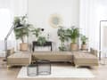 Miniatyrbillede 4 af 8: Sofa Beige Velour med Skumfyld og Guld Forkromet Metal 5 personers Moderne tuftet U-formet klik klak modulær med sovefunktion gæstevenlig