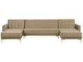 Miniatyrbillede 1 af 8: Sofa Beige Velour med Skumfyld og Guld Forkromet Metal 5 personers Moderne tuftet U-formet klik klak modulær med sovefunktion gæstevenlig