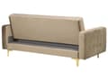 Miniatyrbillede 5 af 7: Sofa Beige Velour med Skumfyld og Guld Forkromet Metal 3 personers Moderne tuftet klik klak modulær med sovefunktion gæstevenlig