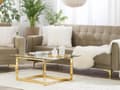 Miniatyrbillede 2 af 7: Sofa Beige Velour med Skumfyld og Guld Forkromet Metal 3 personers Moderne tuftet klik klak modulær med sovefunktion gæstevenlig