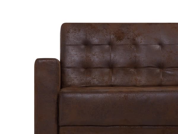 Hörnbäddsoffa Brun Konstläder Tuftad Modern L-formad Modulär 5-sits med Fotpall Vänstervänd Schäslong