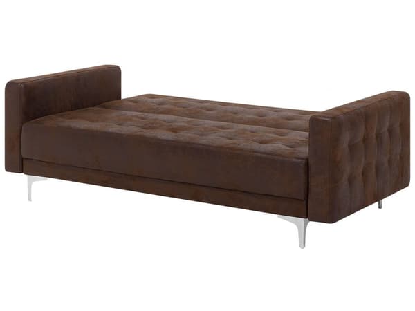 Bäddsoffa Brun Konstläder Tuftad Modern Vardagsrum Modulär 3-sits Silver Ben