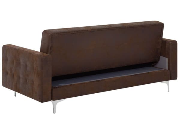 Bäddsoffa Brun Konstläder Tuftad Modern Vardagsrum Modulär 3-sits Silver Ben