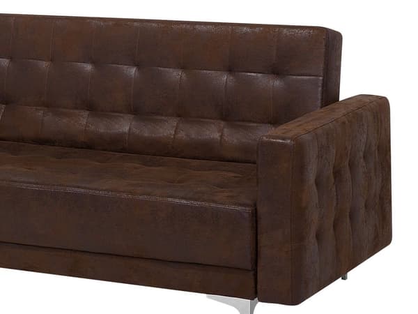 Bäddsoffa Brun Konstläder Tuftad Modern Vardagsrum Modulär 3-sits Silver Ben