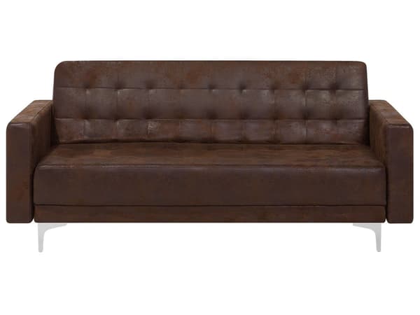 Bäddsoffa Brun Konstläder Tuftad Modern Vardagsrum Modulär 3-sits Silver Ben
