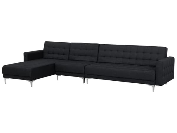 Hörnbäddsoffa Grafitgrå Tuftad Modern L-formad Modulär 5-sits Högervänd Schäslong