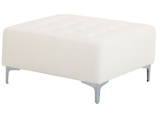 Hörnbäddsoffa Vit Konstläder Tuftad Modern L-formad Modulär 4-sits med Fotpall Vänstervänd Schäslong