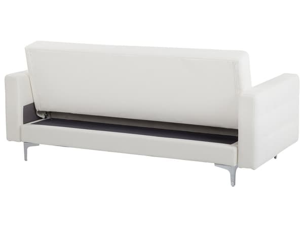 Bäddsoffa Vit Konstläder Tuftad Modern Vardagsrum Modulär 3-sits Silver Ben