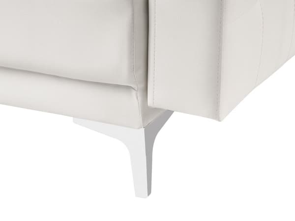 Bäddsoffa Vit Konstläder Tuftad Modern Vardagsrum Modulär 3-sits Silver Ben