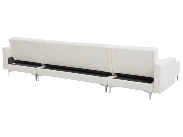Hörnbäddsoffa Vit Konstläder Modern U-formad Modulär 5-sits