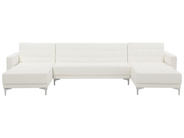Hörnbäddsoffa Vit Konstläder Modern U-formad Modulär 5-sits