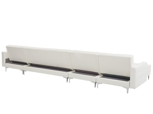Hörnbäddsoffa Vit Konstläder Modern U-formad Modulär 6-sits med Fotpall