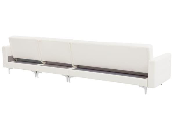 Hörnbäddsoffa Vit Konstläder Tuftad Modern L-formad Modulär 5-sits Vänstervänd Schäslong