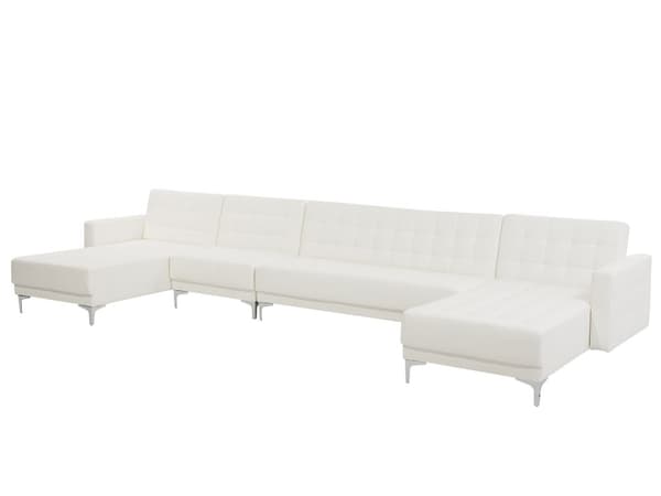 Hörnbäddsoffa Vit Konstläder Modern U-formad Modulär 6-sits