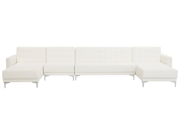Hörnbäddsoffa Vit Konstläder Modern U-formad Modulär 6-sits