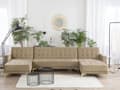 Miniatyrbild 2 av 8: Hörnbäddsoffa Sandbeige Sammet Modern U-formad Modulär 5-sits
