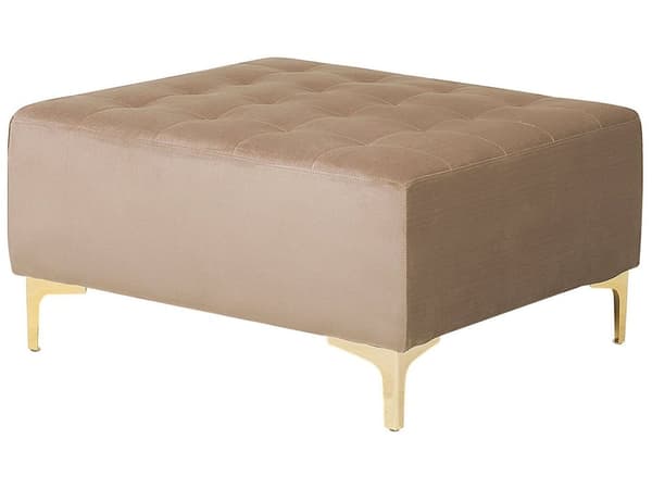 Hörnbäddsoffa Sandbeige Sammet Tuftad Modern L-formad Modulär 4-sits med Fotpall Högervänd Schäslong