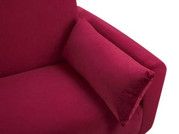 Bäddsoffa Vinröd Sammet 3-sits Metall Ben Extra Kuddar Retro