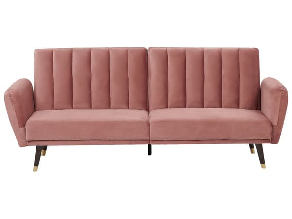 Bäddsoffa Rosa Konvertibel Sammet Elegant Glam Modern Vardagsrum