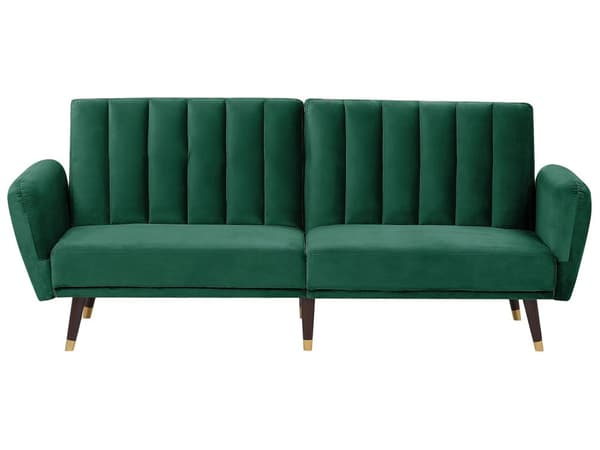 Bäddsoffa Smaragdgrön Konvertibel Sammet Elegant Glam Modern Vardagsrum