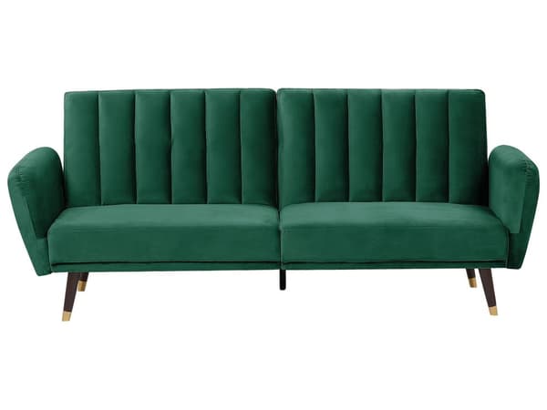 Bäddsoffa Smaragdgrön Konvertibel Sammet Elegant Glam Modern Vardagsrum