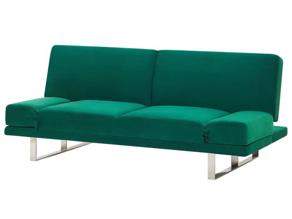 Vuodesohva vihreä 190 x 81 x 89 cm samettiverhoilu kahdelle säädettävä käsinoja