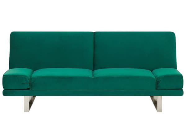 Vuodesohva vihreä 190 x 81 x 89 cm samettiverhoilu kahdelle säädettävä käsinoja