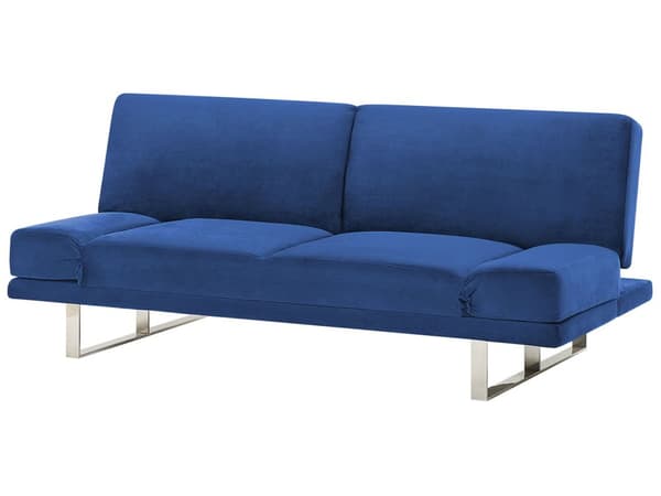 Vuodesohva laivastonsininen 190 x 81 x 89 cm samettiverhoilu kahdelle säädettävä käsinoja