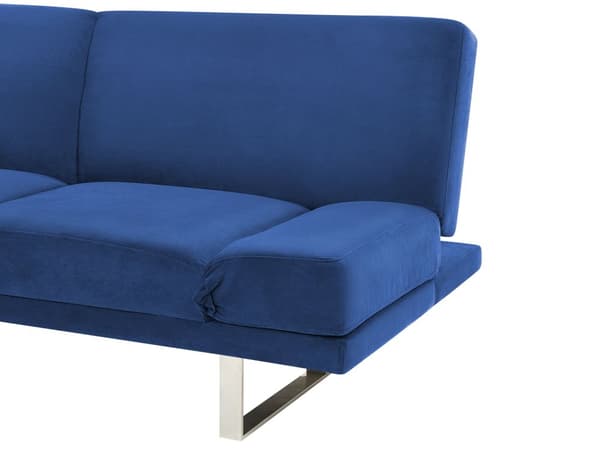 Vuodesohva laivastonsininen 190 x 81 x 89 cm samettiverhoilu kahdelle säädettävä käsinoja