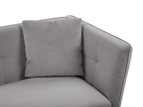 3-sits Soffa Grå Sammet Klädsel Knappar med Gulda Ben