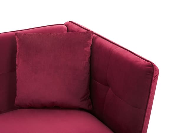 3-sits Soffa Vinröd Sammet Klädsel Knappar med Gulda Ben