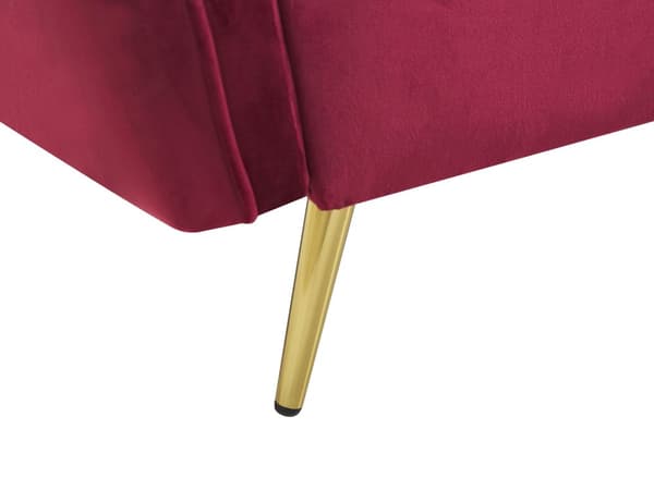 Sohva punainen sametti verhoilu 3 hengelle napitettu kultaiset jalat ylellinen glamour tyyli