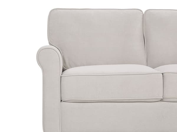 Sohva vaaleanbeige sametti verhoiltu puujalat kolmelle hengelle perinteinen retro tyyli