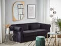 Pikkukuva 4 / 11: Vuodesohva musta 200 x 75 x 90 cm samettiverhoilu kolmelle chesterfield