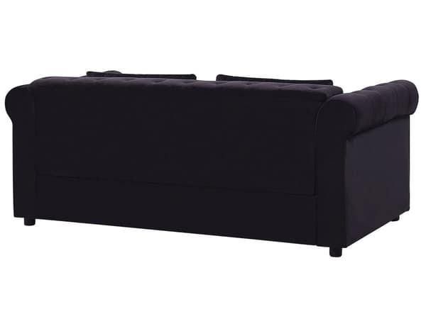 Vuodesohva musta 200 x 75 x 90 cm samettiverhoilu kolmelle chesterfield