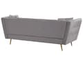 Miniatyrbillede 5 af 9: Sofa Grå Velour Guld Metalben 3 Personers Klassisk Skrånende Ryg og Armlæn Polstret Quiltet Tuftet Dyb Veloursofa til Stue Moderne Indretning