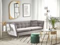 Miniatyrbillede 2 af 9: Sofa Grå Velour Guld Metalben 3 Personers Klassisk Skrånende Ryg og Armlæn Polstret Quiltet Tuftet Dyb Veloursofa til Stue Moderne Indretning