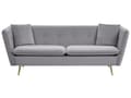 Miniatyrbillede 1 af 9: Sofa Grå Velour Guld Metalben 3 Personers Klassisk Skrånende Ryg og Armlæn Polstret Quiltet Tuftet Dyb Veloursofa til Stue Moderne Indretning