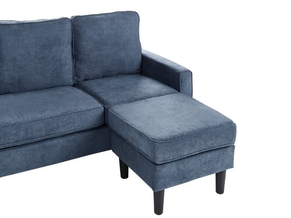 Mørkeblå 3 Personers Polstret Sofa med Skammel Moderne Stuesofa