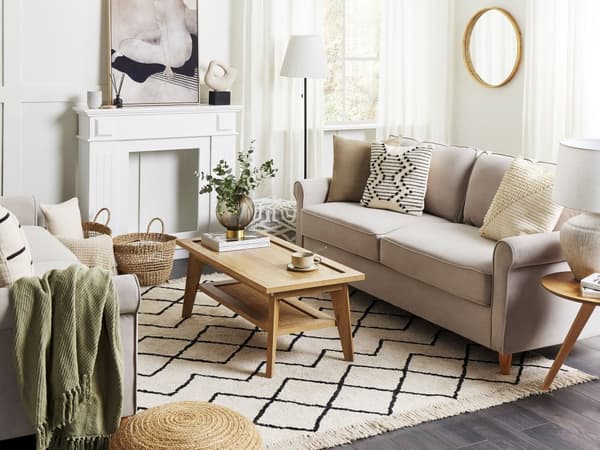 Sofa Beige Velour Lyst Gummitræ 3 Personers Klassisk Retro Sofa Betræk Rygpuder Design Koniske Ben Skandinavisk Minimalistisk