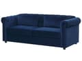 Miniatyrbillede 5 af 11: Chesterfield Sofa Blå Velour med Sorte Træben 3 Personers Bredt Tyk Polstret Knap Tuftet Venetiansk Sovesofa Barok Stue Udtræksseng Dekoration