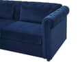 Miniatyrbillede 8 af 11: Chesterfield Sofa Blå Velour med Sorte Træben 3 Personers Bredt Tyk Polstret Knap Tuftet Venetiansk Sovesofa Barok Stue Udtræksseng Dekoration
